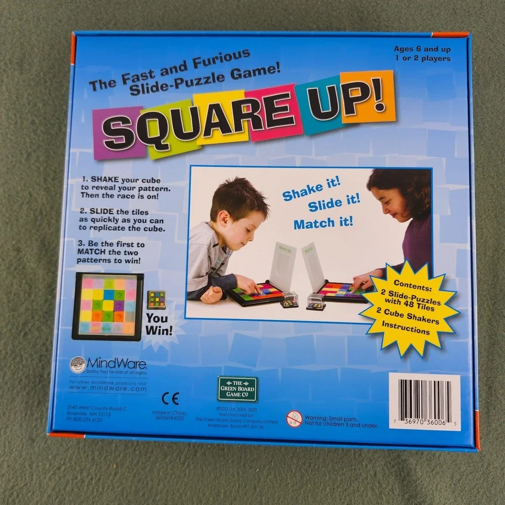 Square Up! Slide Puzzle Game MindWare Replicate the Cube COMPLETE